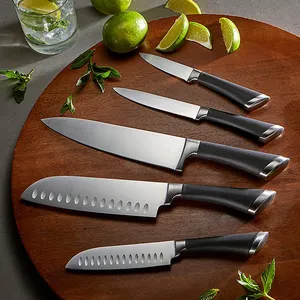 Juego de cuchillos de acero inoxidable de 15 piezas de alta calidad para una fácil limpieza y mantenimiento del cuchillo de chef, cuchillo de carnicero, cortador de cocina