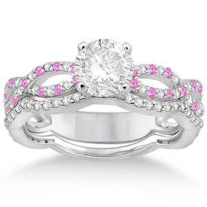 Anillo de Compromiso con Diamante Infinito y Zafiro Rosa con Banda de Oro Blanco de 14k, Conjunto de Joyería Fina de 0.65ct - Product Image 1