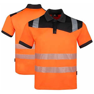 Polo de seguridad de construcción de alta visibilidad Camisa de trabajo protectora de poliéster industrial para constructores Característica fluorescente - Product Image 6