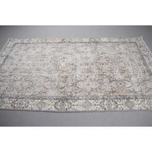 พรมวินเทจ ขนาดใหญ่ 4.9x8.4 ฟุต พรมขนสัตว์สีเทาขาว - Product Image 3