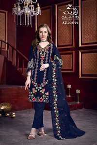 Premium Fox XL Taille (42) Brodé Organza Dupatta Satin Coton Bas Shalwar Kameez Ensemble pour Adultes Satin Coton Bas - Product Image 3