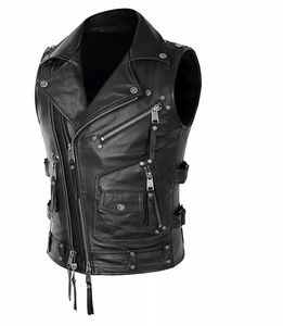 Chaleco de cuero para hombre hecho en Pakistán para ropa informal, Chaleco de cuero para hombre superventas para ropa exterior, Chaleco de cuero transpirable para hombre - Product Image 3