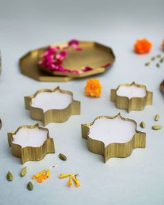 Elegant Brass Lotus Shaped <b>Tealight</b> Candle <b>Holders</b> Stylish Metal Flower Design for Home Decor for Diwali or Table Decoration - Product Image 1
