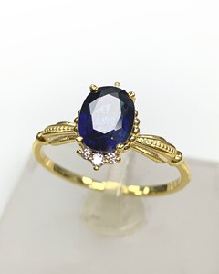 Bague de laboratoire en saphir bleu Bague de fiançailles délicate en or 18 carats 24 carats Bague de proposition en pierre précieuse certifiée Cadeau pour elle - Product Image 5