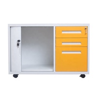 Tambour Porte Bureau Classeur En Métal avec 3 Tiroirs En Acier De Stockage Copieur Imprimante Stand Mobile Cabinet