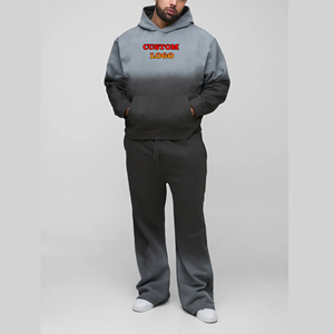 Survêtement pour homme de haute qualité 100% coton, logo personnalisé imprimé à l'écran, streetwear confortable, délavage acide croisé, hiver, 2 pièces - Product Image 4