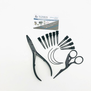 Professional Hair Extension Tools Kit Stainless Steel <b>Plier</b> with <b>small</b> Scissor and Hair Clips Matte Black Color Private Label - Product Image 1