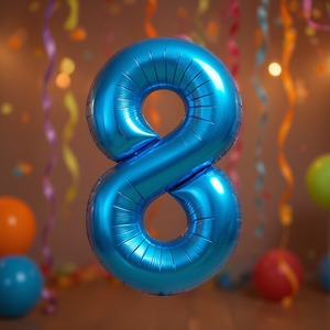 Palloncini Numero Party Love Blu N8 45cm Confezione da 12 Pezzi - Product Image 3