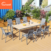 Meubles de patio, chaises en aluminium et table à manger, table de jardin résistante aux intempéries pour la cour, les hôtels, les villas