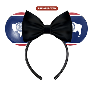 Custom Factory Order Headband-Made-to-Order Concept <b>Mouse</b> Ears with Pre-Approval Design State Flag of Wyoming - Product Image 1