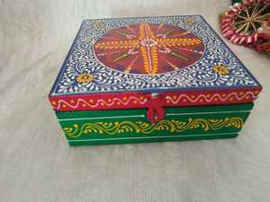 ช้างไม้พิมพ์มือทาสีกล่องเครื่องประดับผลไม้แห้งกล่องสําหรับตกแต่งบ้านอินเดียที่ไม่ซ้ํากันของขวัญสําหรับDiwali Eid Ramadanโปรดปราน - Product Image 5