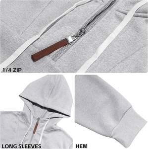 Sweat à capuche personnalisé OEM avec demi-zip, streetwear, bloc de couleur, manches raglan, pull-over, sweat à capuche en polaire vierge avec demi-zip pour homme - Product Image 6