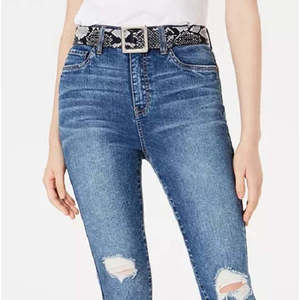 Jeans Skinny Strappati Blu Navy Taglia 11 per Ragazzi, Stile High Street, Pantaloni a Sigaretta con Cintura, Traspiranti, Lavabili, Moda Vintage - Product Image 2