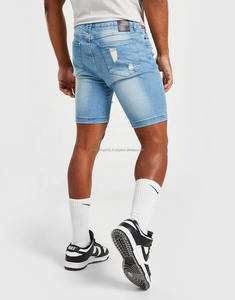 Shorts en jean stretch slim pour homme, denim fin, bleu ciel, modèle vierge, fabriqué au Pakistan, dernière collection - Product Image 5