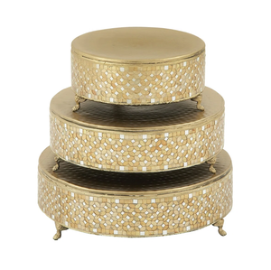 Ensemble de 3 présentoirs à gâteaux en métal de luxe, vaisselle de mariage, plateau de service pour cupcakes et desserts - Product Image 1