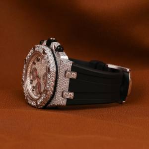 แฟชั่นผู้ชายเย็น LEB เติบโตเพชรสแตนเลสนาฬิกา VVS ความชัดเจนเพชรทดสอบประเภทธุรกิจยางแก้ว - Product Image 2