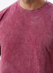 T-shirt lavable à l'acide personnalisable Mroon haute qualité 100% coton T-shirt à manches courtes à col ras du cou pour hommes - Product Image 5