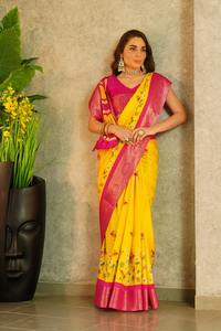 Sari de algodón viscosa mejor calidad Sari 6 metros precio de fabricación - Product Image 5