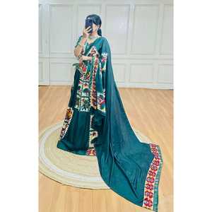 Rayonne avec soie imprimée Lehenga Choli: des détails en dentelle exquise et cauri pour une touche d'élégance dans les designs longs - Product Image 1