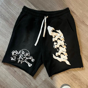 New Style 2024 Men Drawstring Puff Printing Shorts <b>Red</b> Color Breathable Quick Dry Puff Printing Shorts - Product Image 5