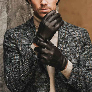 Nuevos Guantes de Piel de Cordero para Hombre, Color Personalizado, Forro de Cachemira, Uso Diario en Invierno, Estilo Sencillo, Tres Detalles Decorativos en la Parte Trasera, para Fiestas al Aire Libre - Product Image 4