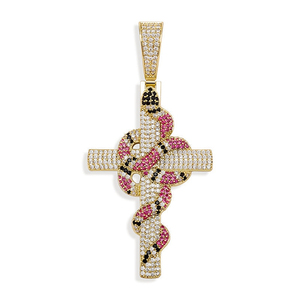 Colgante Unisex Cristiano con Cruz de Moissanita VVS Personalizado, Chapado en Oro Rosa de Lujo de 18K, Estilo Hiphop - Product Image 1