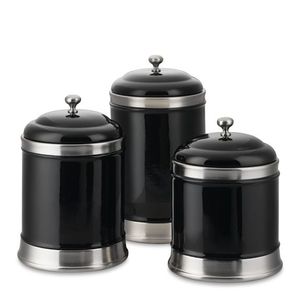 Juego de recipientes de metal negro de diseño clásico con bordes lisos para un manejo seguro y un aspecto refinado en cada estante de cocina - Product Image 1