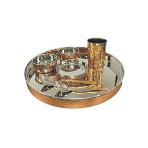 Ensemble de thali rond martelé de qualité supérieure en laiton couleur or, provenant du meilleur exportateur en Inde - Product Image 3