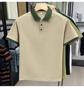 Collier de golf athlétique décontracté à manches courtes et fermeture éclair quart pour t-shirts polo à manches courtes pour hommes en tissus polyester spandex - Product Image 2