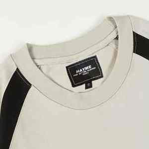 เสื้อยืดวินเทจแบบกำหนดเองเสื้อยืดธรรมดาน้ำหนักมากเสื้อยืดคอกลมเย็บปะติดปะต่อกันขนาดใหญ่ - Product Image 3