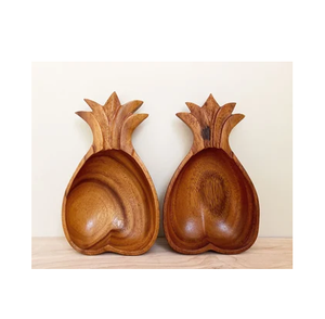 Bol de service en bois en forme d'ananas bol en bois d'acacia classique fait à la main bol de service écologique 2 pièces - Product Image 5