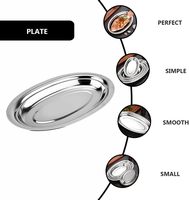 Plateau de service ovale en acier inoxydable avec impression de logo personnalisé, plateau pour riz, collations et apéritifs pour hôtel, maison, restaurant, fêtes