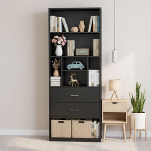 Étagère à livres contemporaine en chêne, style minimaliste moderne, avec tiroirs, pour bureau à domicile et salon, 70x28x180cm KS68245 - Product Image 2