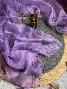 Lino de diseñador ORGANZA JACQUARD Trabajo Saree Blusa sin costuras RED GARARA-Moda moderna de alta calidad Ropa de fiesta Estilo tradicional - Product Image 4