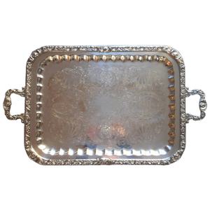 Plateau de service alimentaire fait main en acier inoxydable de taille moyenne avec poignées, parfait pour le service de restauration rapide à la maison de mariage avec poignées - Product Image 2