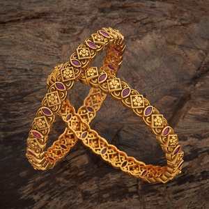 Antique Fashion Flower <b>Ruby</b> Zinc Alloy Gold Bangle 182319 Collection for Women's Wedding - Product Image 1