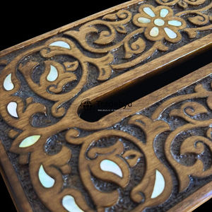 Modern Premium Quality Wooden Carved <b>Floral</b> Pattern Engraved Tissue <b>Box</b> Stylish Tabletop Holder for Home and Office Tradebyd - Product Image 6