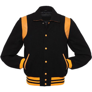 Chaqueta Varsity de Béisbol de Invierno con Logotipo Personalizado al por Mayor para Hombre, Parches Bordados de Alta Calidad, Cuello Alto de Lona, Logotipo Frontal de Lana - Product Image 1