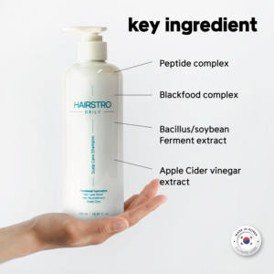 HAIRSTRO 500ml Shampooing quotidien coréen pour le cuir chevelu avec équilibrage du pH et formule concentrée pour le soin des pellicules et une finition lisse des racines - Product Image 4