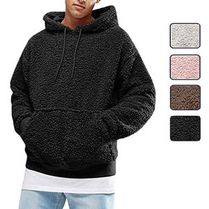 Sweat-shirt à capuche décontracté pour homme, automne, chaud, en fausse fourrure polaire, couleur unie, 100% coton, écologique, séchage rapide, avec poche - Product Image 6
