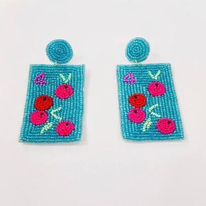 Pendientes bordados con cuentas de semillas de joyería de moda de la India pendientes bordados multicolores hechos a mano para mujeres y niñas - Product Image 6