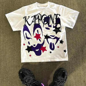 T-shirt unisexe de haute qualité en coton pré-rétréci 250GSM 300GSM 100% coton sérigraphie surdimensionnée avec logo personnalisé pour hommes - Product Image 4