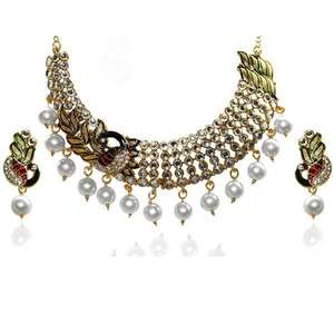 Kriaa multicolore pierre Kundan paon collier ensemble plaqué or bijoux fins avec cuivre pour Gift-WN-2103504 - Product Image 1
