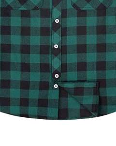 Camisa de Franela a Cuadros Verde y Negra Personalizada para Hombre, Camisa de Manga Larga con Botones, Cálida, con Bolsillos Dobles en el Pecho, OEM Personalizado - Product Image 6