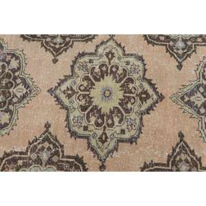 Alfombra vintage de 2.7x12 pies, alfombra turca de lana con diseño de plantas y árboles marrones - Product Image 4