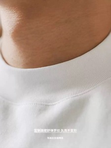 Custom Thick Mock <b>Neck</b> Collar T-shirt Printing Streetwear Rib <b>Turtle</b> Collar Tshirt Oversized Plain T-shirt for <b>men</b> - Product Image 4