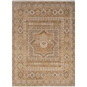 พรมขนสัตว์ถักมือลายเหรียญตราสีเบจและสีน้ำตาล แบรนด์ Erbe สำหรับตกแต่งห้องนั่งเล่นวัยรุ่น ขนาด 9x12 ฟุต - Product Image 1