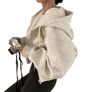 Moda cremallera capucha Sudadera Mujer otoño manga larga Crop Tops Casual sudaderas con capucha Streetwear mujer Chaquetas abrigos - Product Image 6