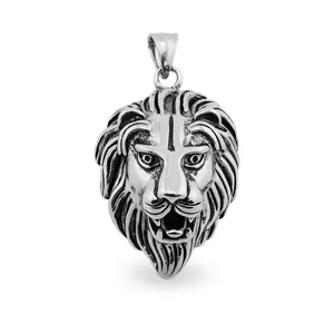 Grosir Perhiasan Kualitas Premium Liontin Singa Mengaum Baja Tahan Karat Kelas Atas