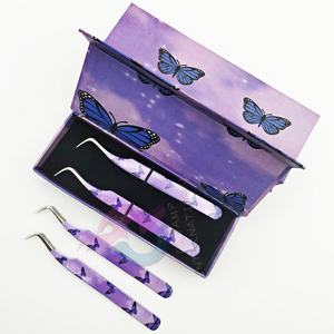 Pince à épiler d'extension de cils incurvés en acier inoxydable de marque privée en forme de papillon - Product Image 4